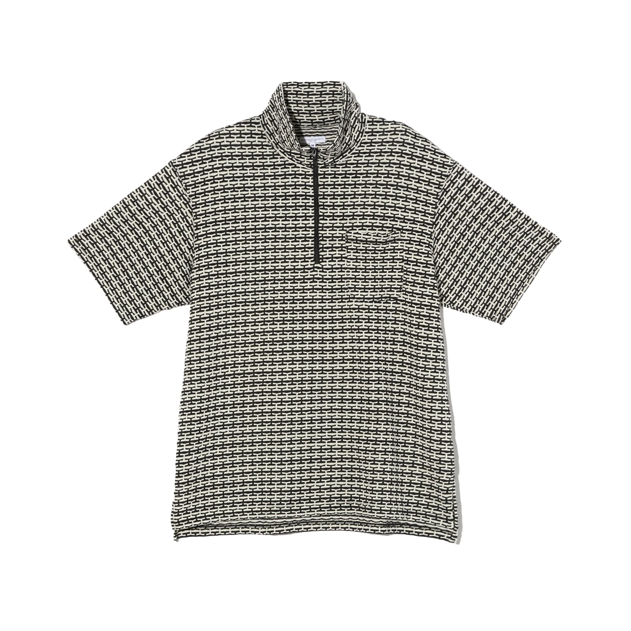 SS Zip Turtle - Black/White CP Horizontal Knit Jacquard