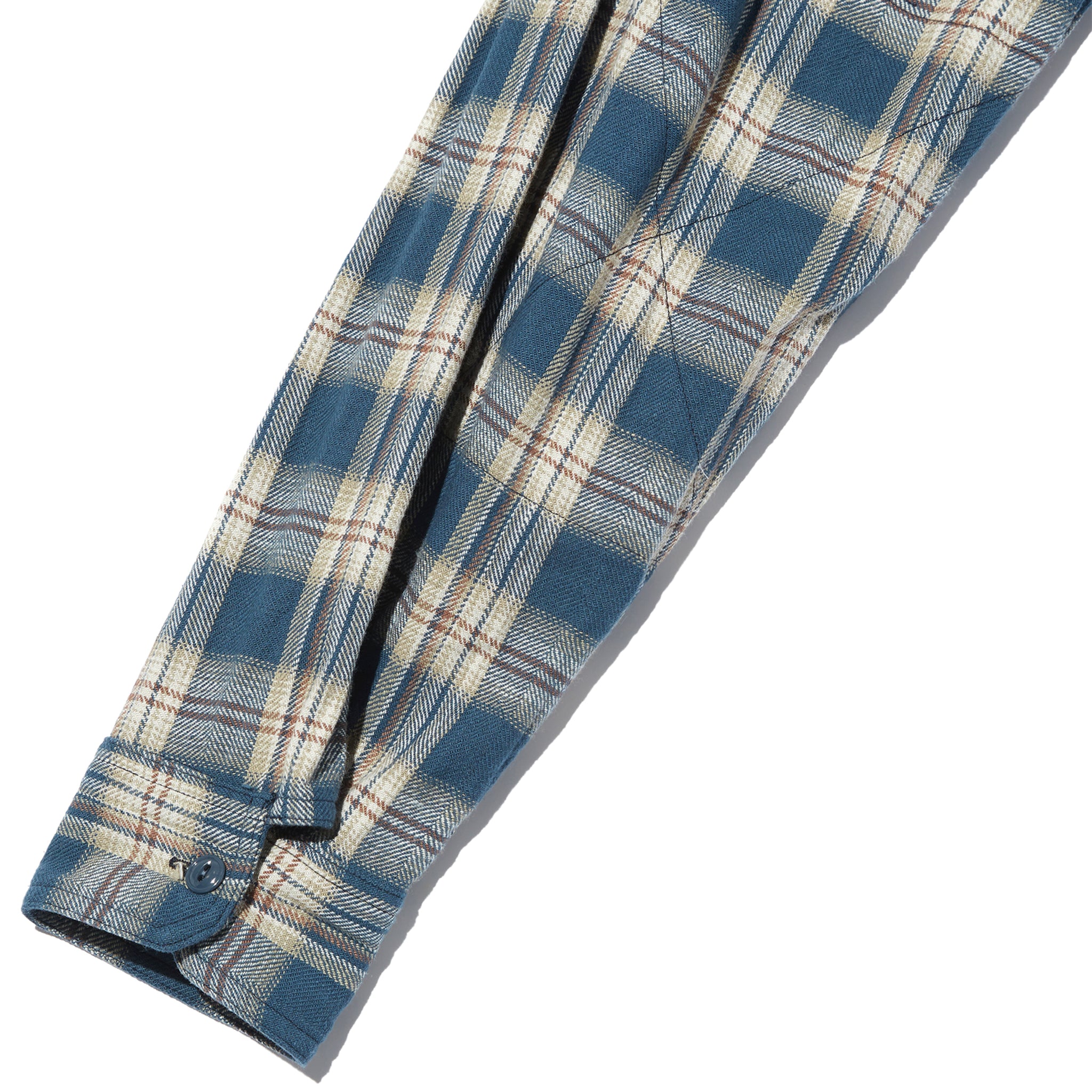 Work Shirt - Navy Cotton Plaid Jacquard - Image 5