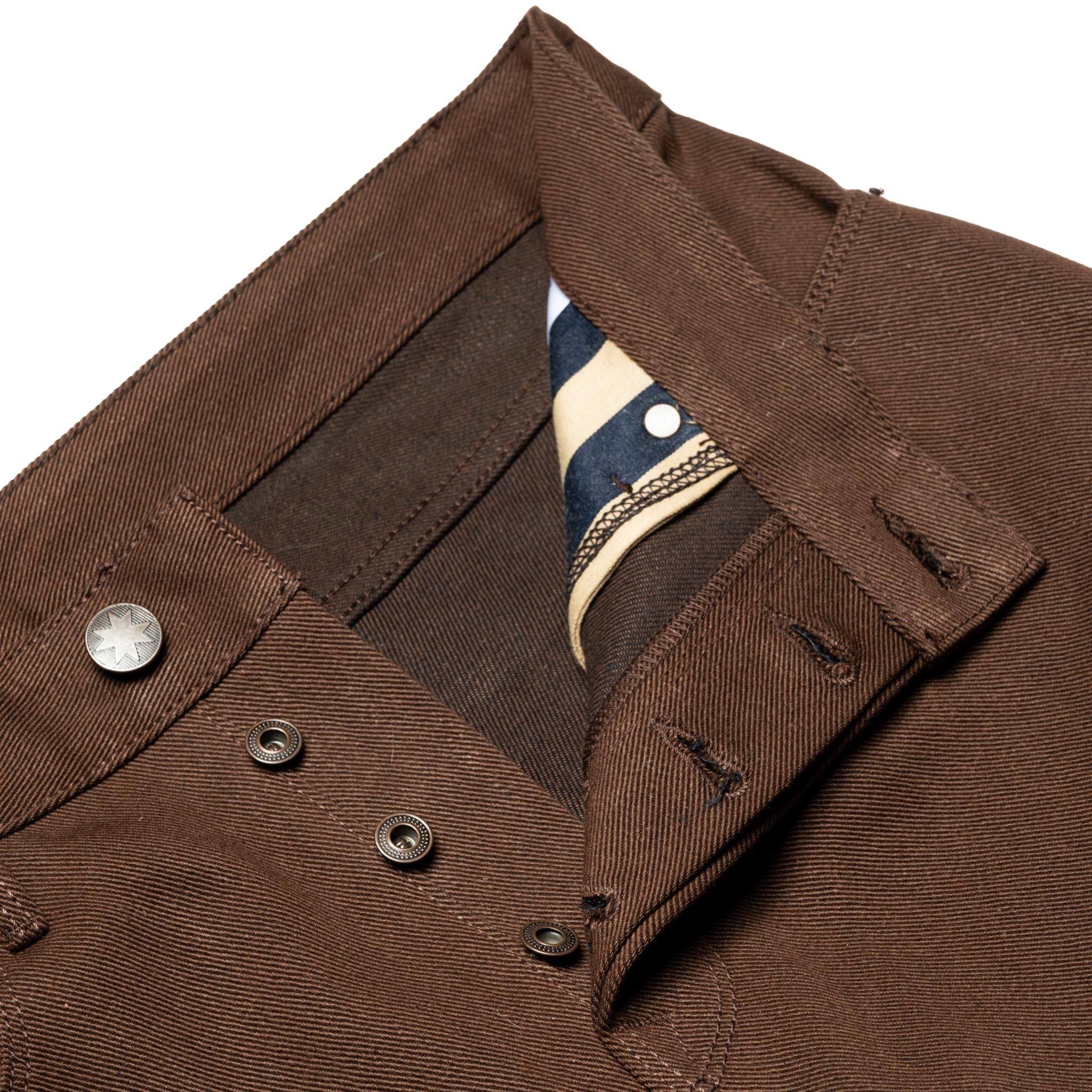 Portola Classic Taper 15 oz Dark Brown Selvedge Denim - Image 6