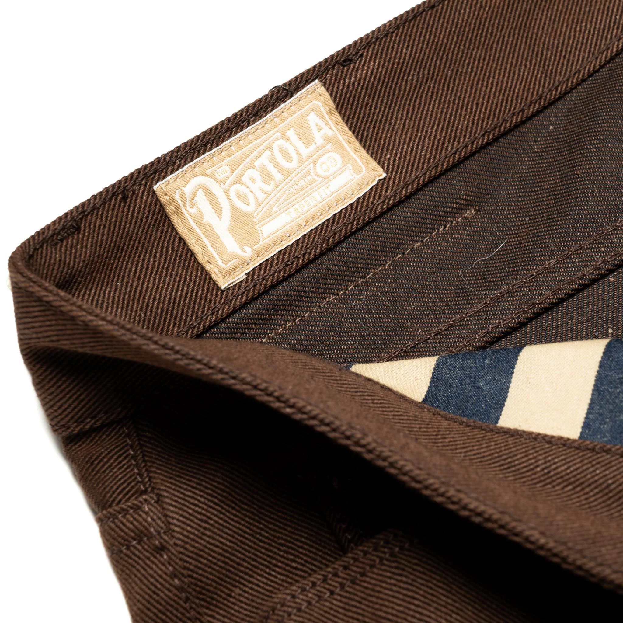 Portola Classic Taper 15 oz Dark Brown Selvedge Denim - Image 8