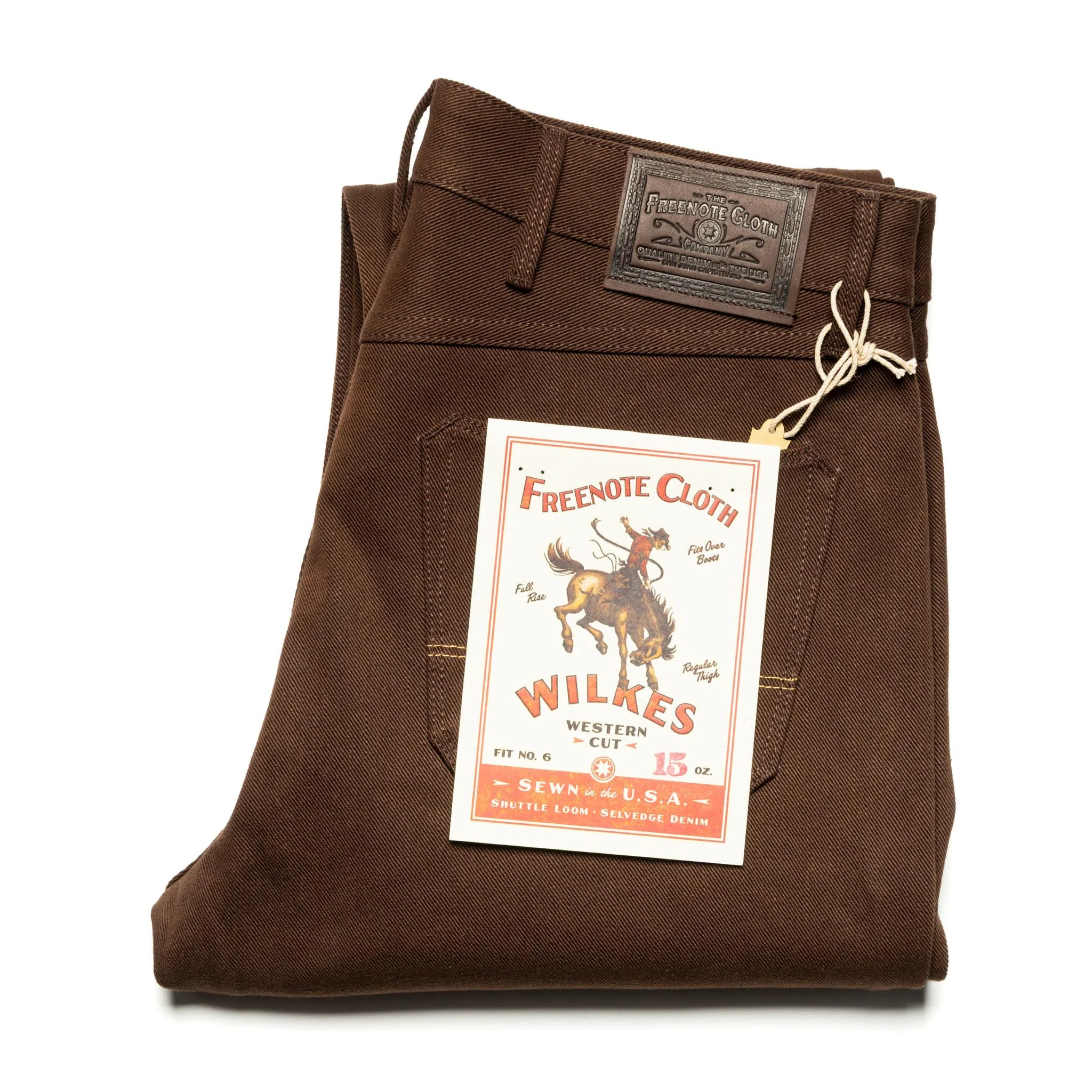Wilkes Western 15 oz Dark Brown Selvedge Denim