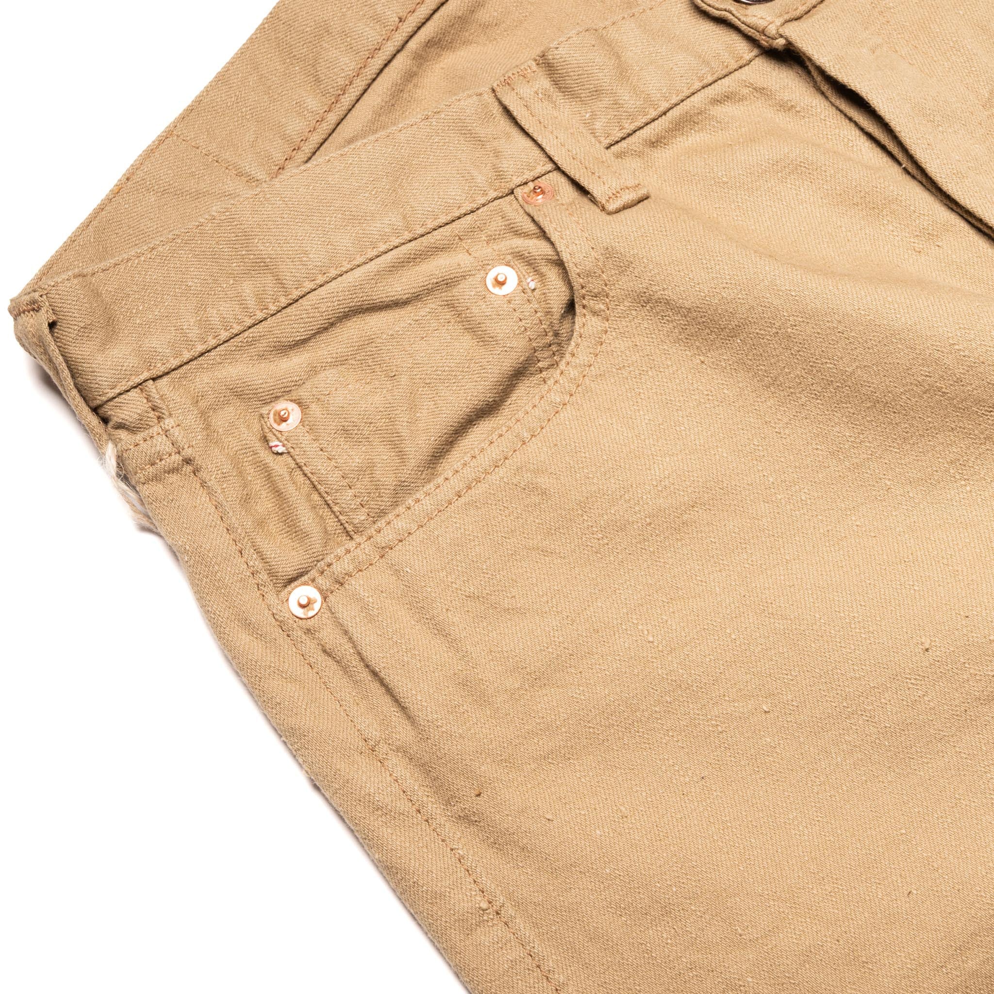 0105BE Wide Straight 12oz Slub Selvedge Denim Beige - Image 5