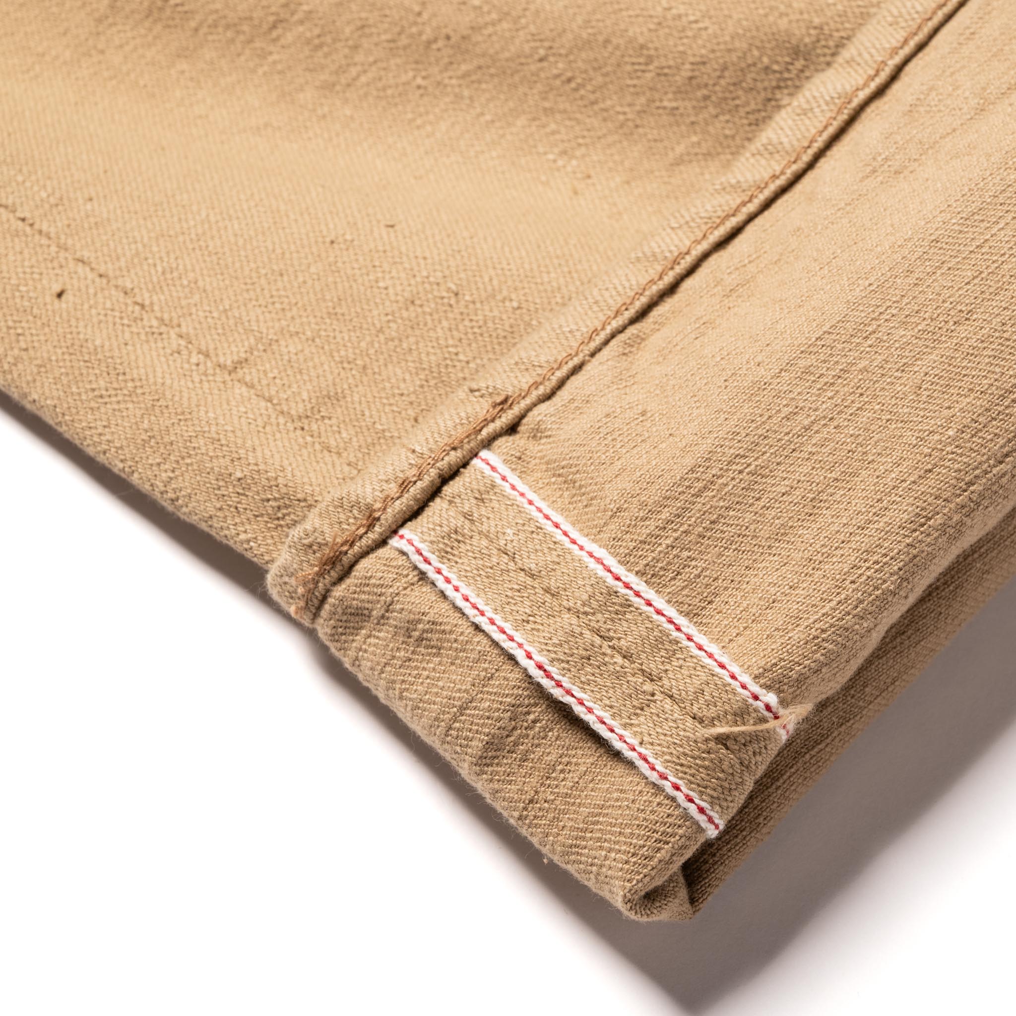 0105BE Wide Straight 12oz Slub Selvedge Denim Beige - Image 8