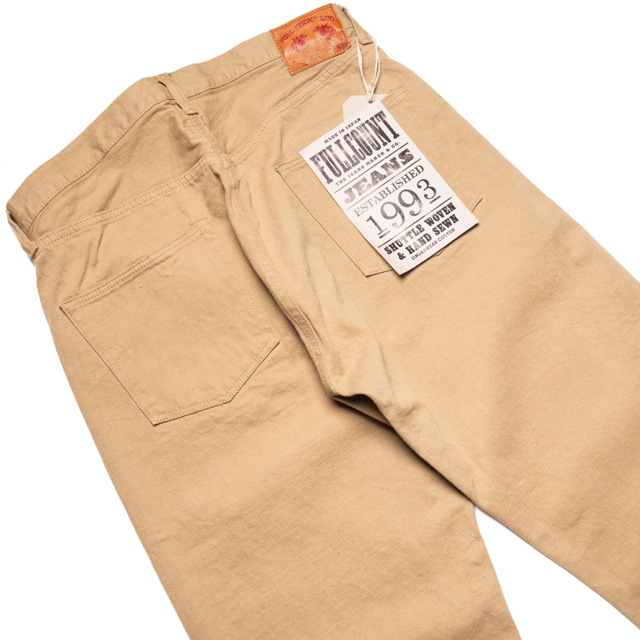 0105BE Wide Straight 12oz Slub Selvedge Denim Beige - Image 9