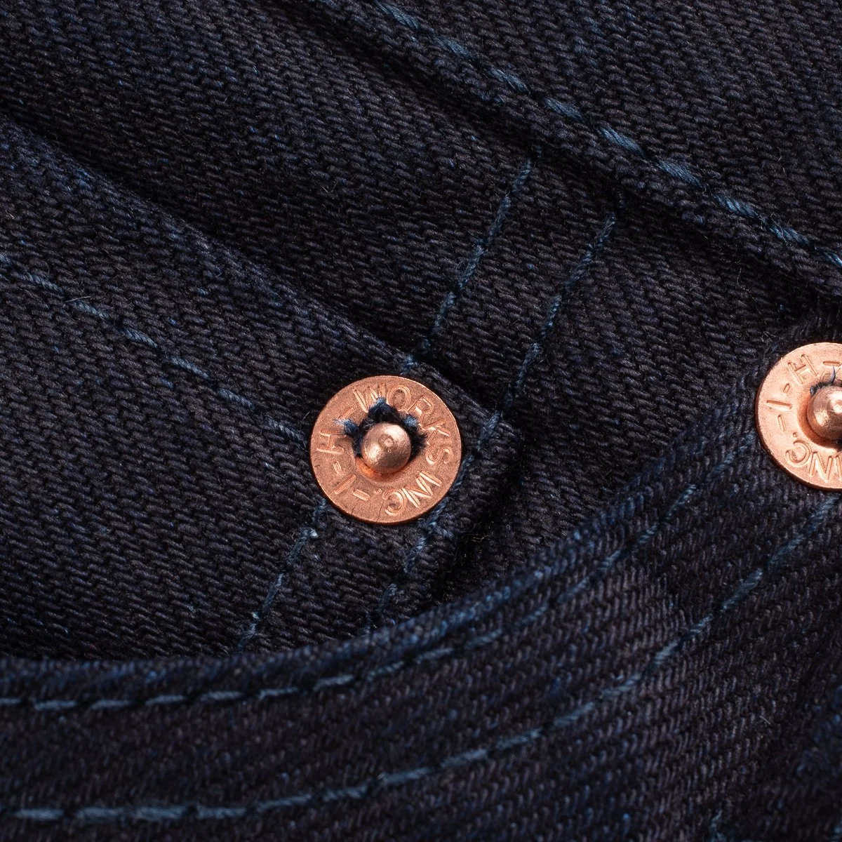 IH-888S-142ib 14oz Selvedge Denim Medium/High Rise Tapered Cut Jeans - Indigo/Black - Image 7