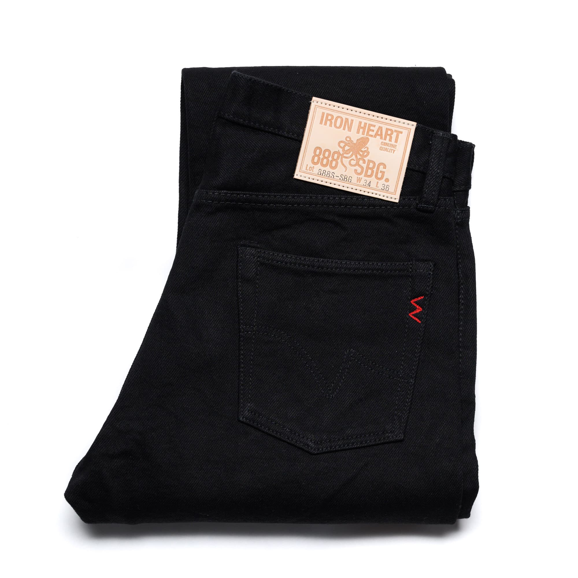 IH-888S-SBG 21oz Selvedge Denim Medium High Rise Tapered Cut Jeans -  Superblack Fades To Grey