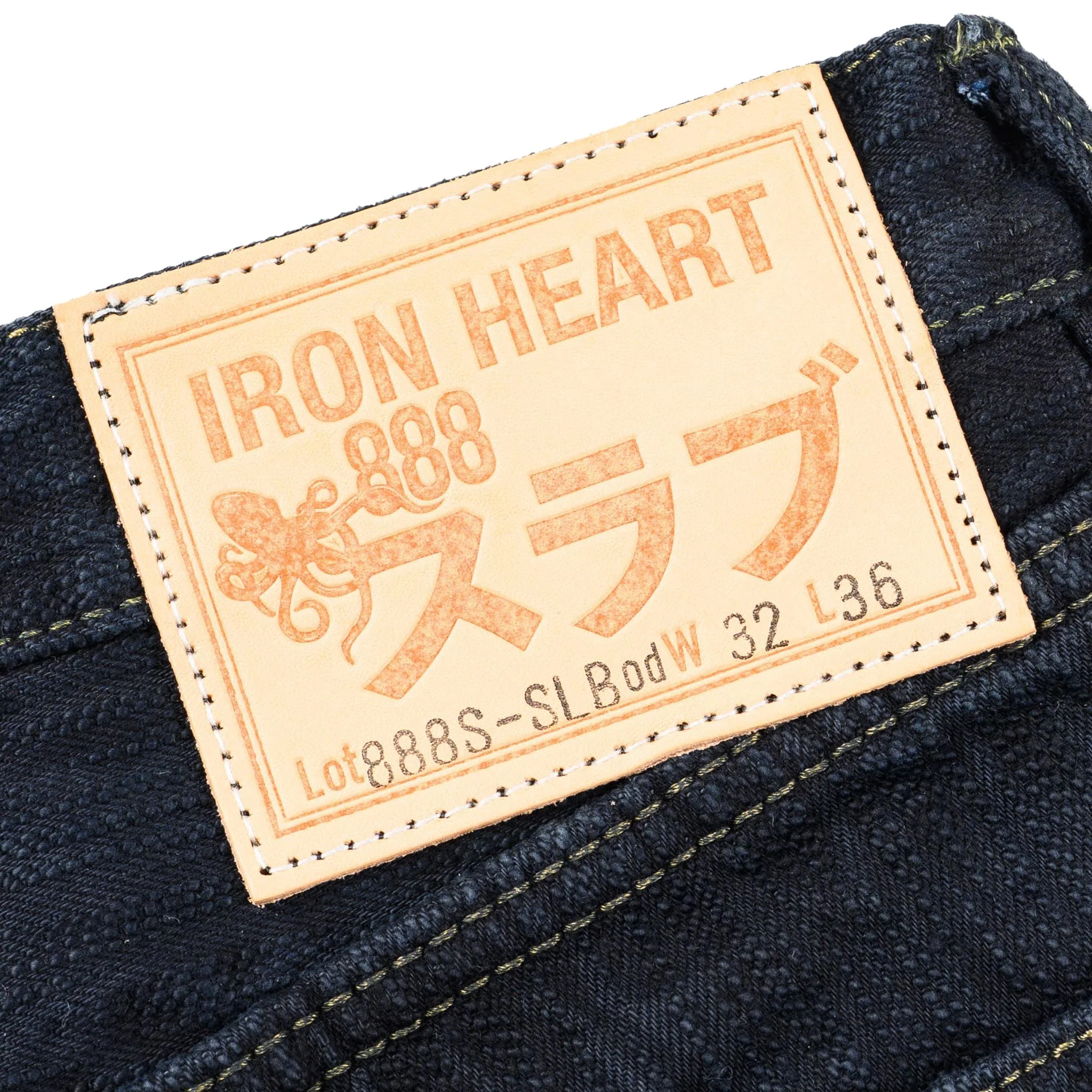 IH-888S-SLBod 16oz Slubby Selvedge Denim Relaxed Tapered Cut Jeans - Indigo Overdyed Black - Image 10
