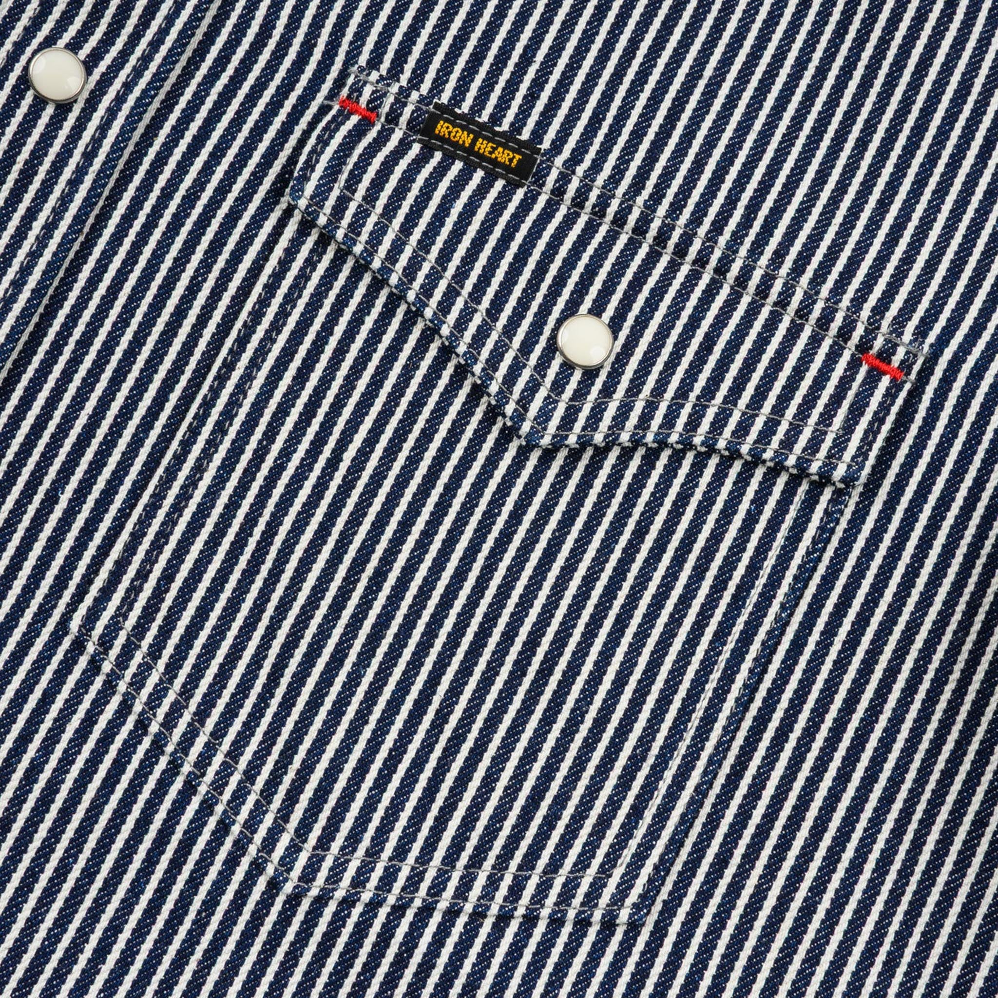 IHSH-07-IND 12oz Hickory Stripe Western Shirt - Indigo - Image 5