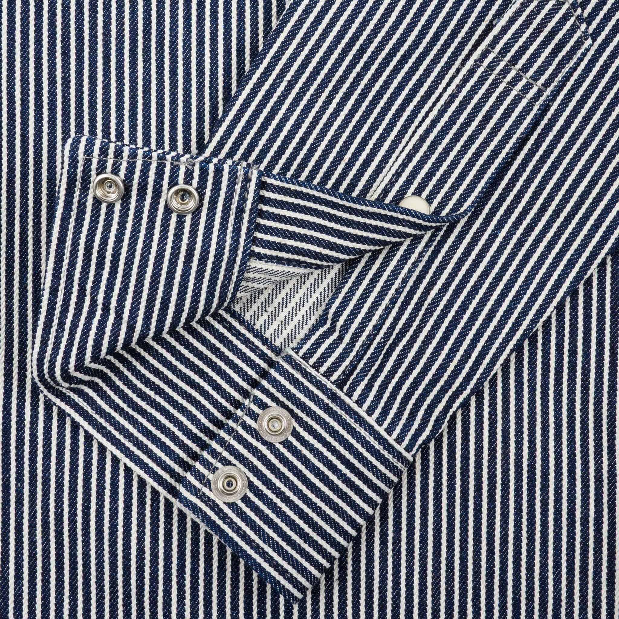 IHSH-07-IND 12oz Hickory Stripe Western Shirt - Indigo - Image 8