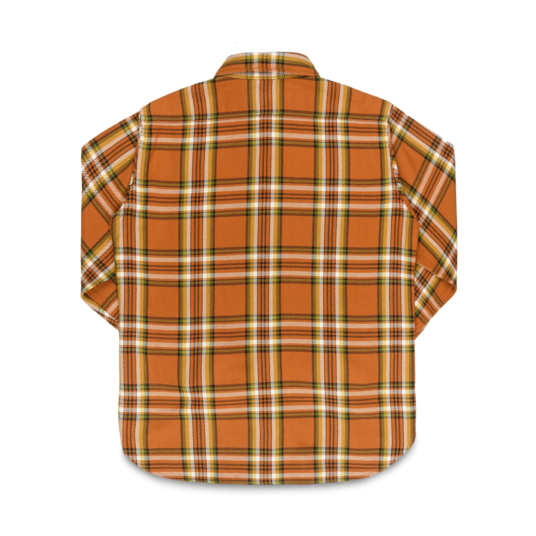 IHSH-442-ORA 9oz Selvedge Flannel Check Work Shirt - Orange - Image 2