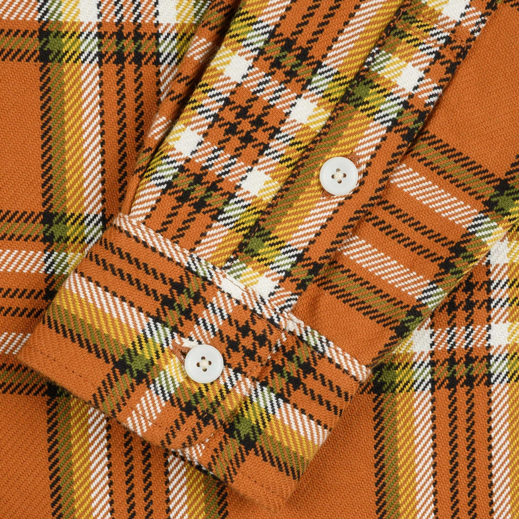 IHSH-442-ORA 9oz Selvedge Flannel Check Work Shirt - Orange - Image 6
