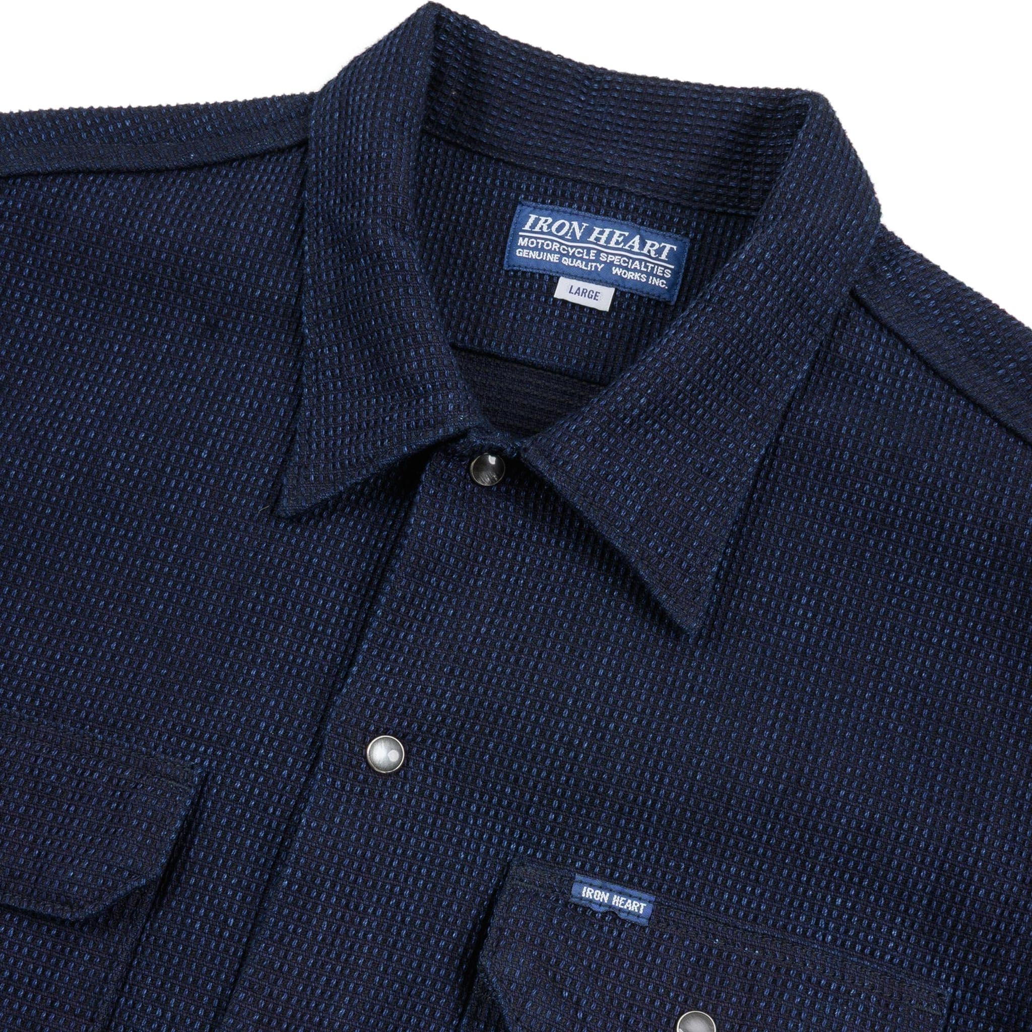 IHSH-445-IND 10oz Dobby Cloth Short Sleeve Mechanic Shirt - Indigo - Image 3
