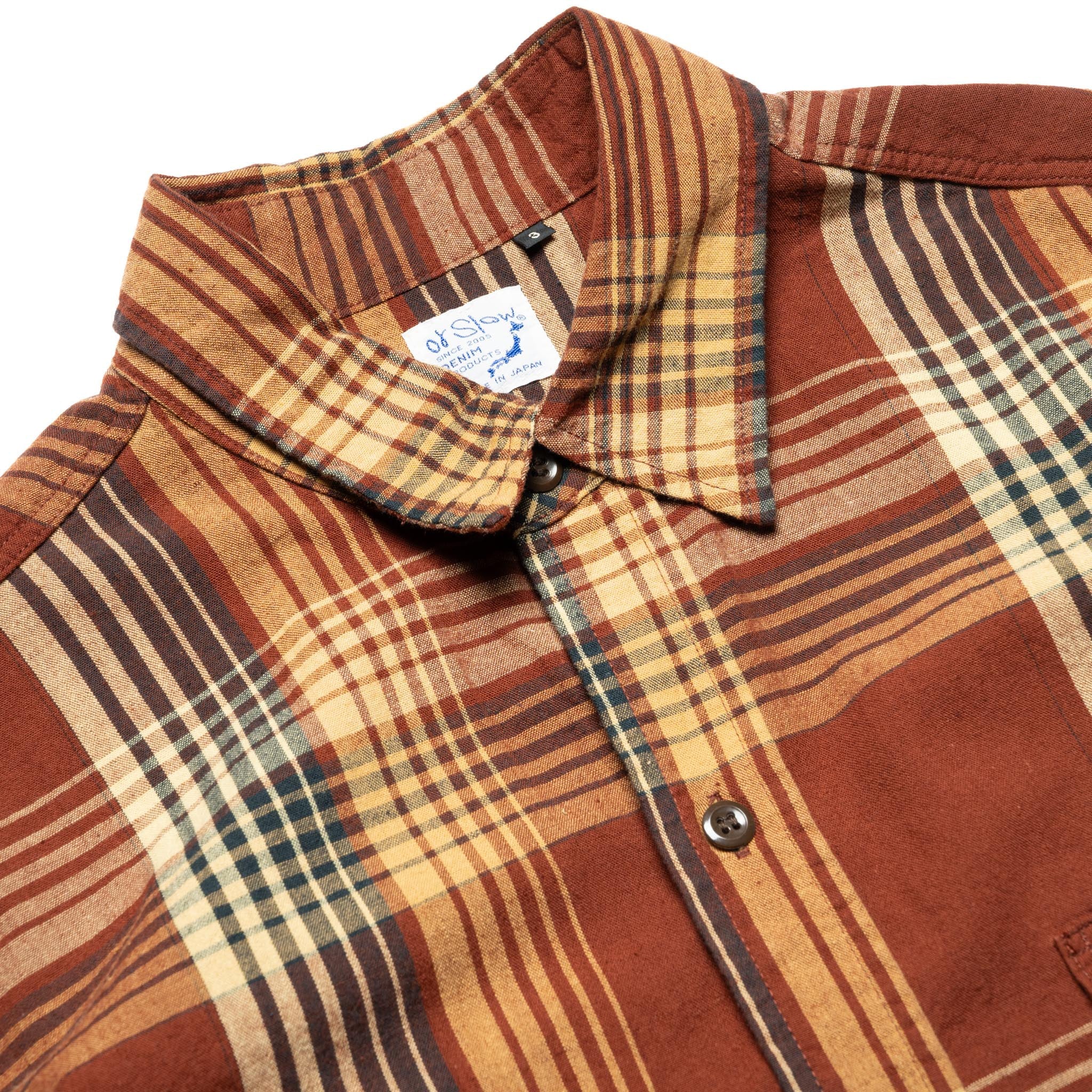Original Check Work Shirt With Flap Pocket - Brown Check - Image 3