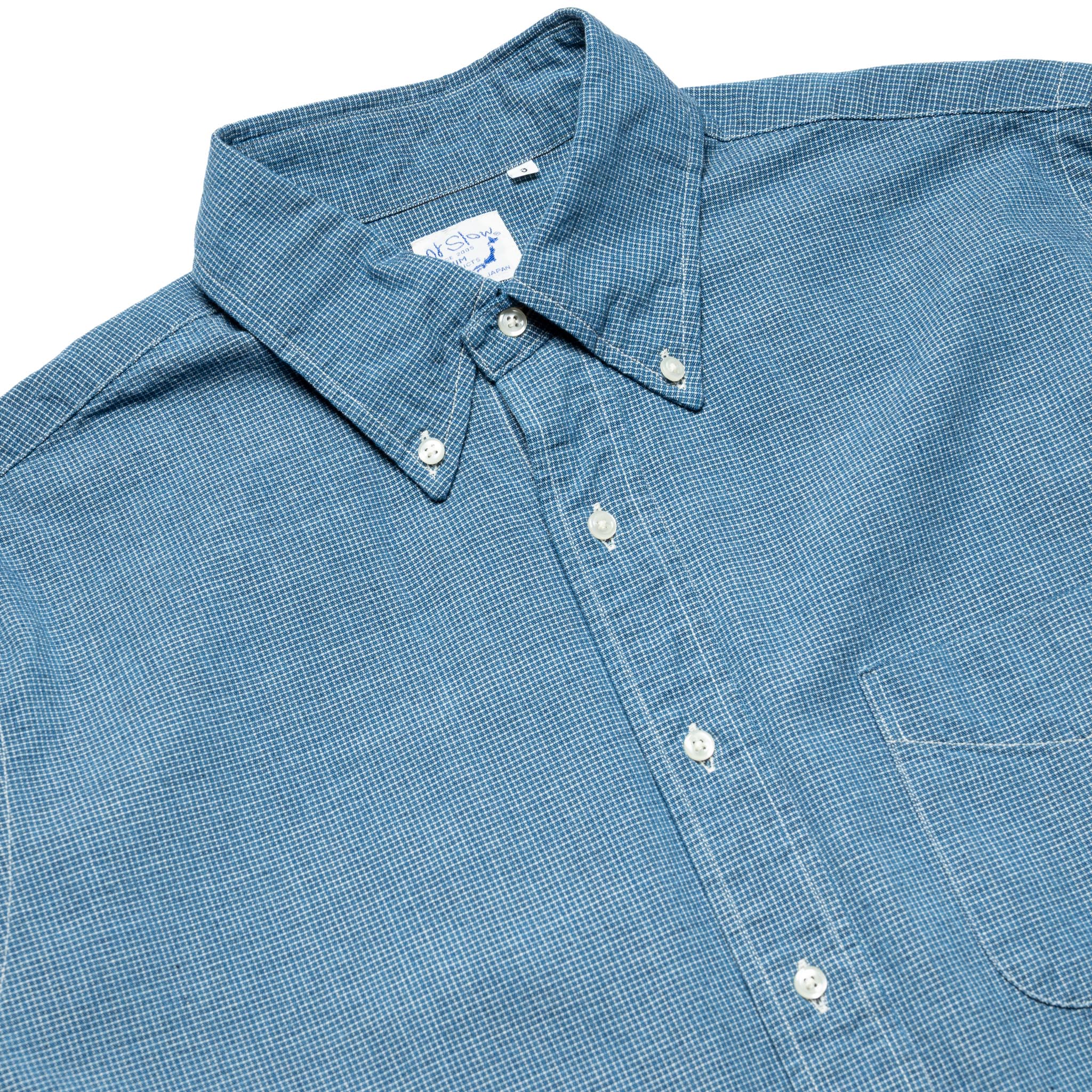 Small Check Indigo Chambray Standard Button Down Shirt - Image 3