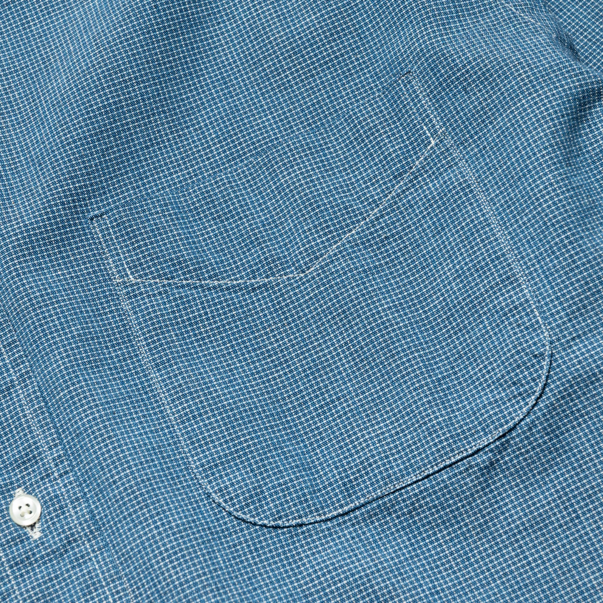 Small Check Indigo Chambray Standard Button Down Shirt - Image 4