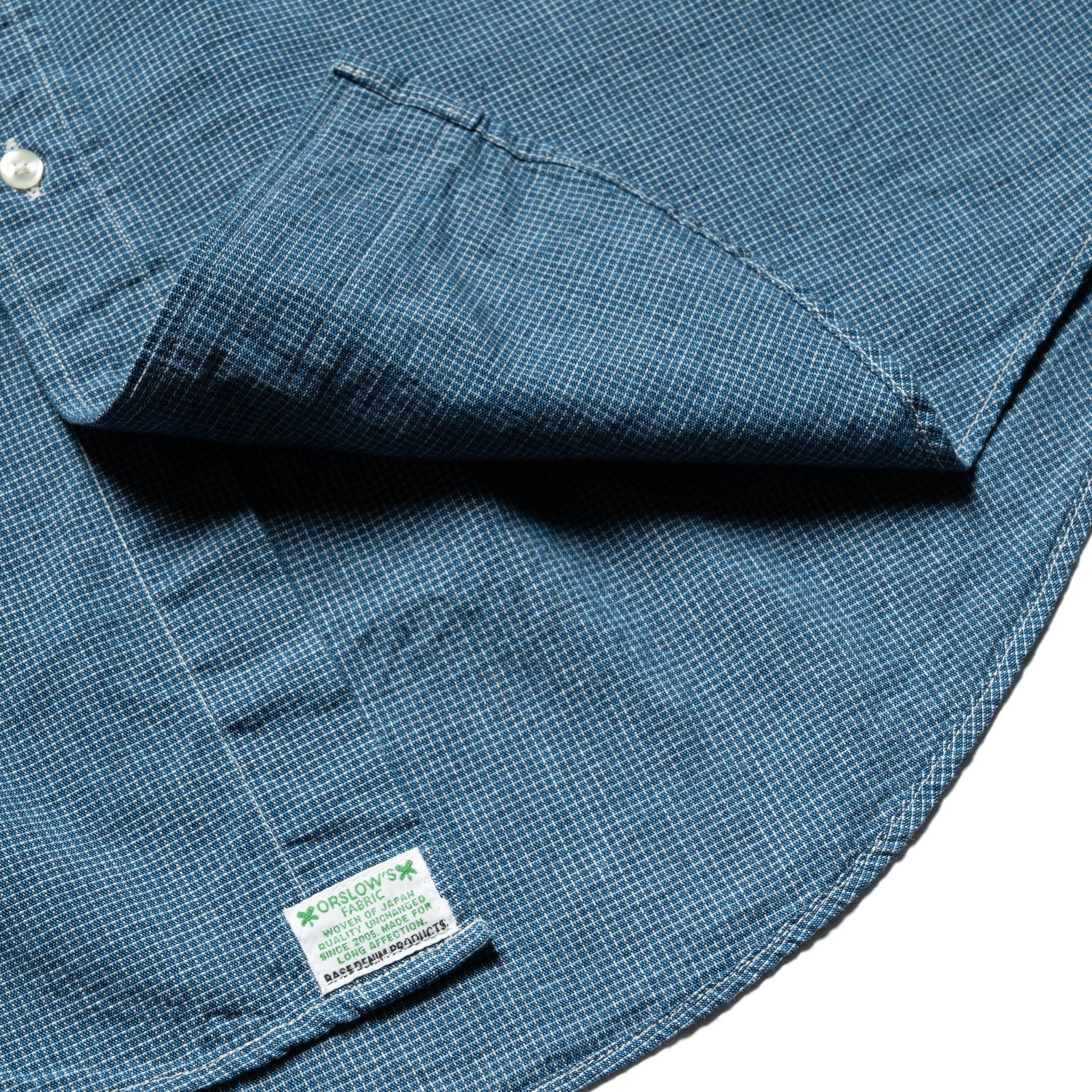 Small Check Indigo Chambray Standard Button Down Shirt - Image 6