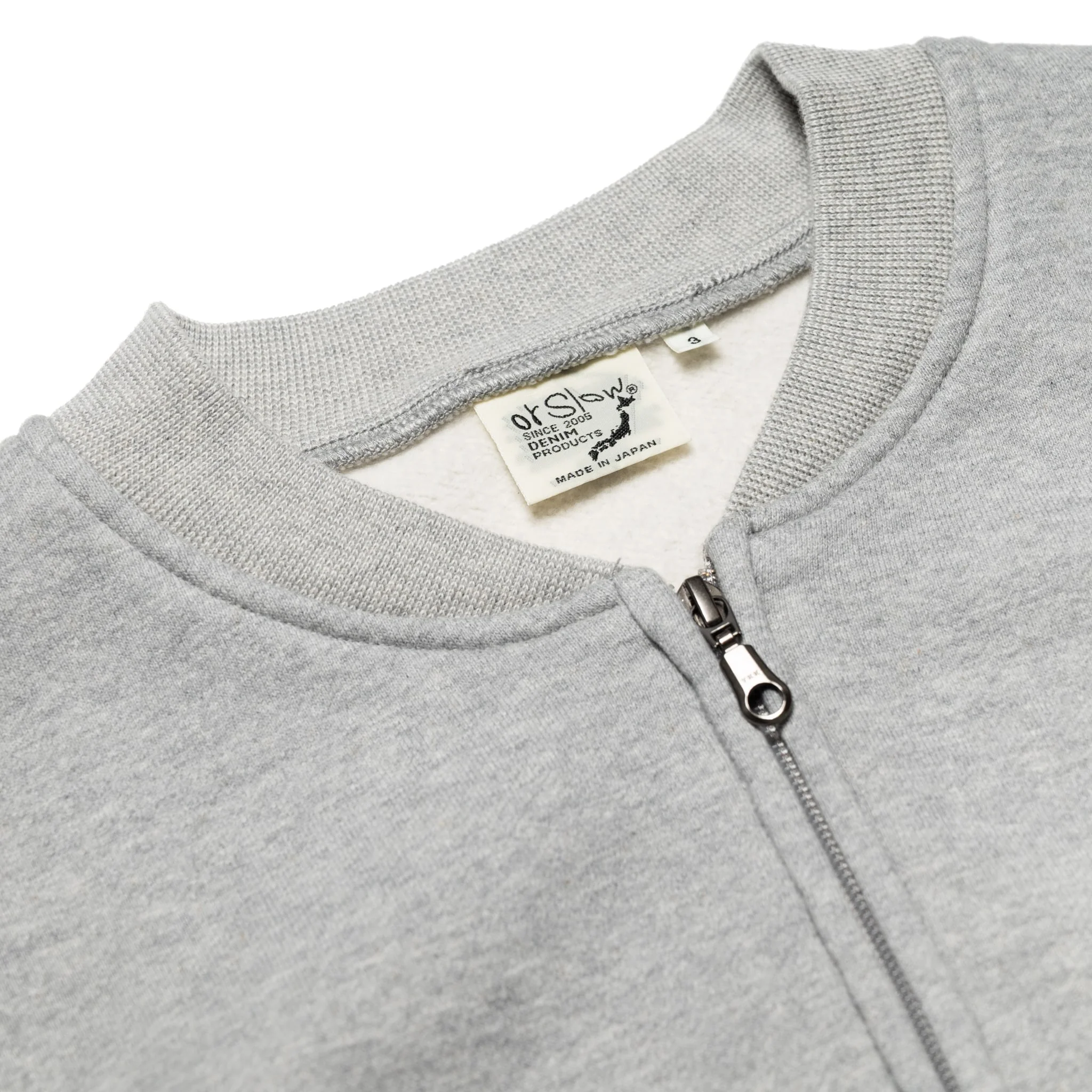 Front Zip Densely Knit Sweat Shirt - Heather Grey - Image 3