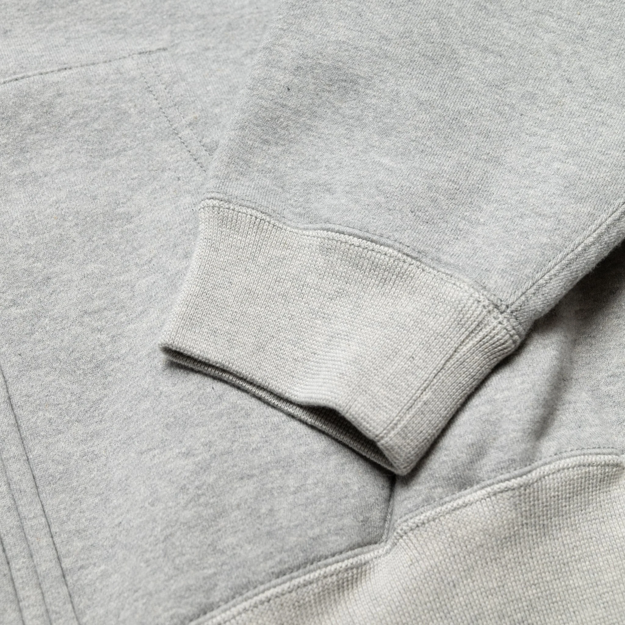 Front Zip Densely Knit Sweat Shirt - Heather Grey - Image 7