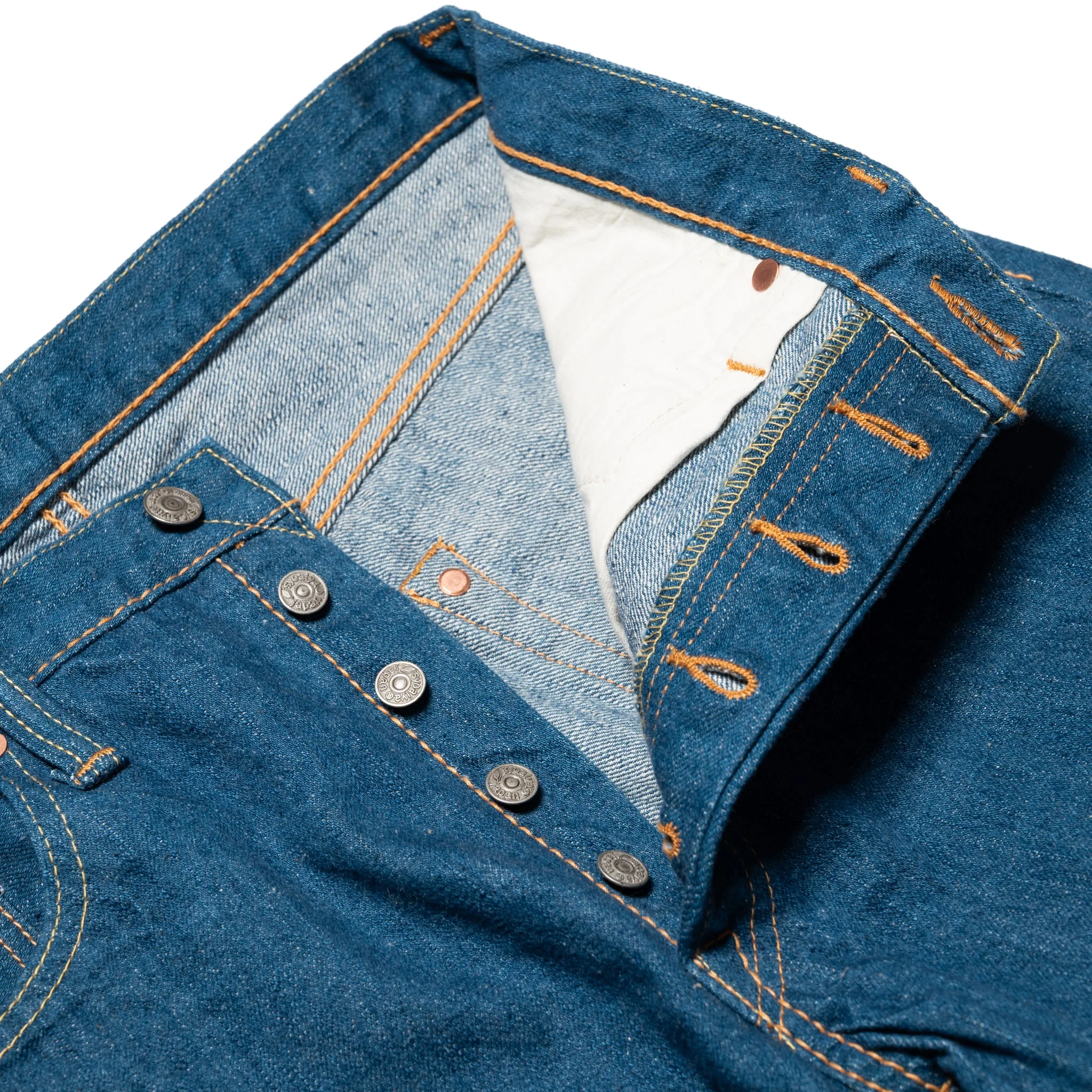 GRE-003 Regular Straight 14oz Greencast Indigo Selvedge Denim - Image 7
