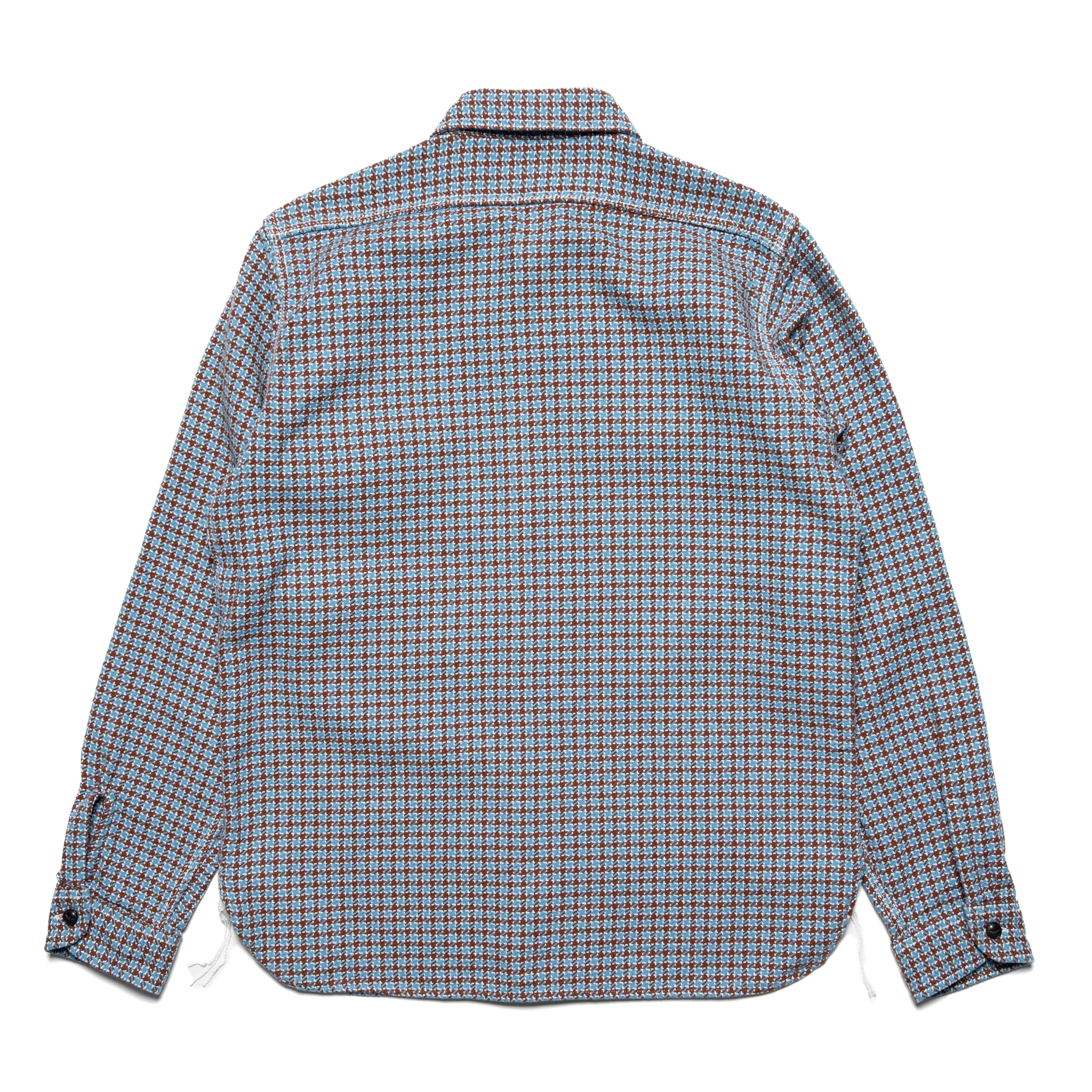 SIN25-02W Cheese Indigo Heavy Flannel Work Shirt Light Blue/Brown - Image 2