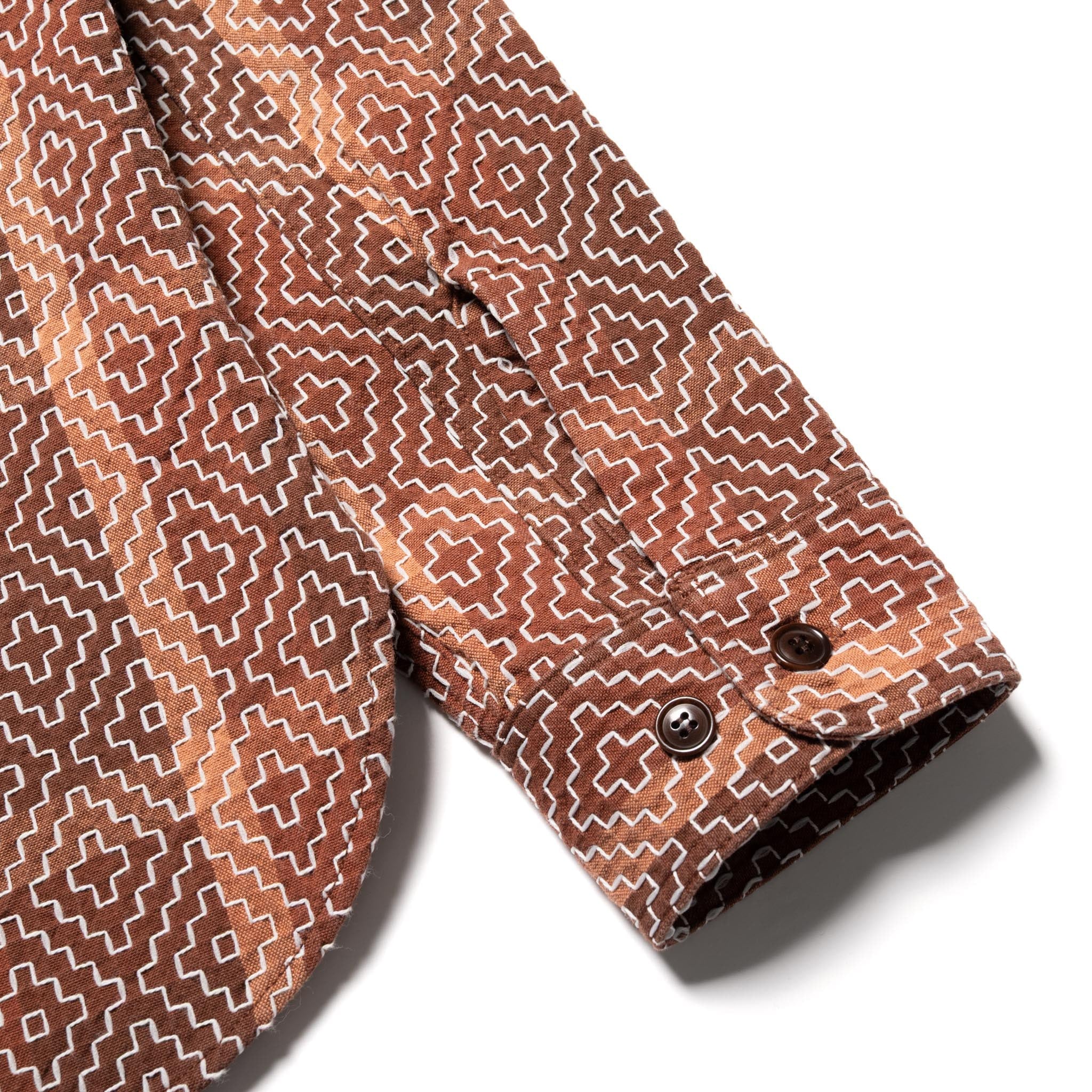 5726 Kakishibu Noragi Sashiko Work Shirt - Khaki - Image 8
