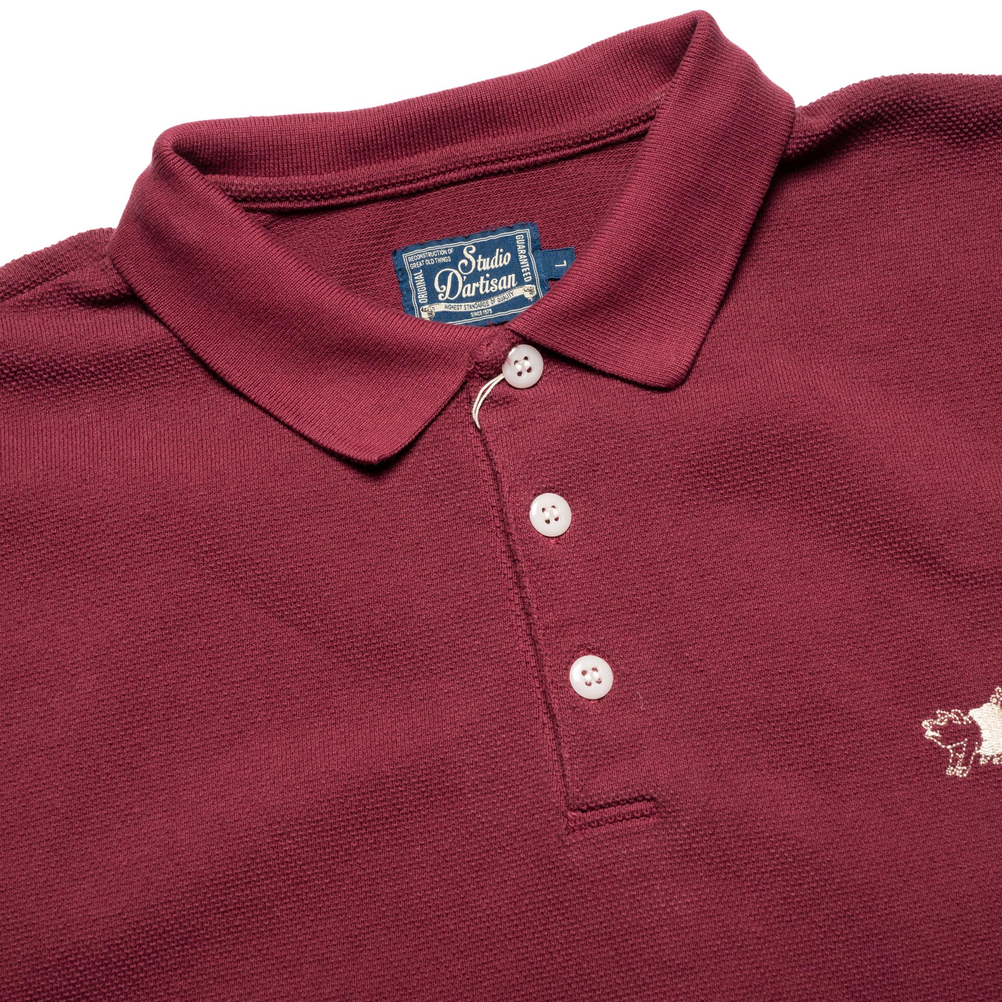 8201 Pique Knit Polo Shirt - Burgundy - Image 3