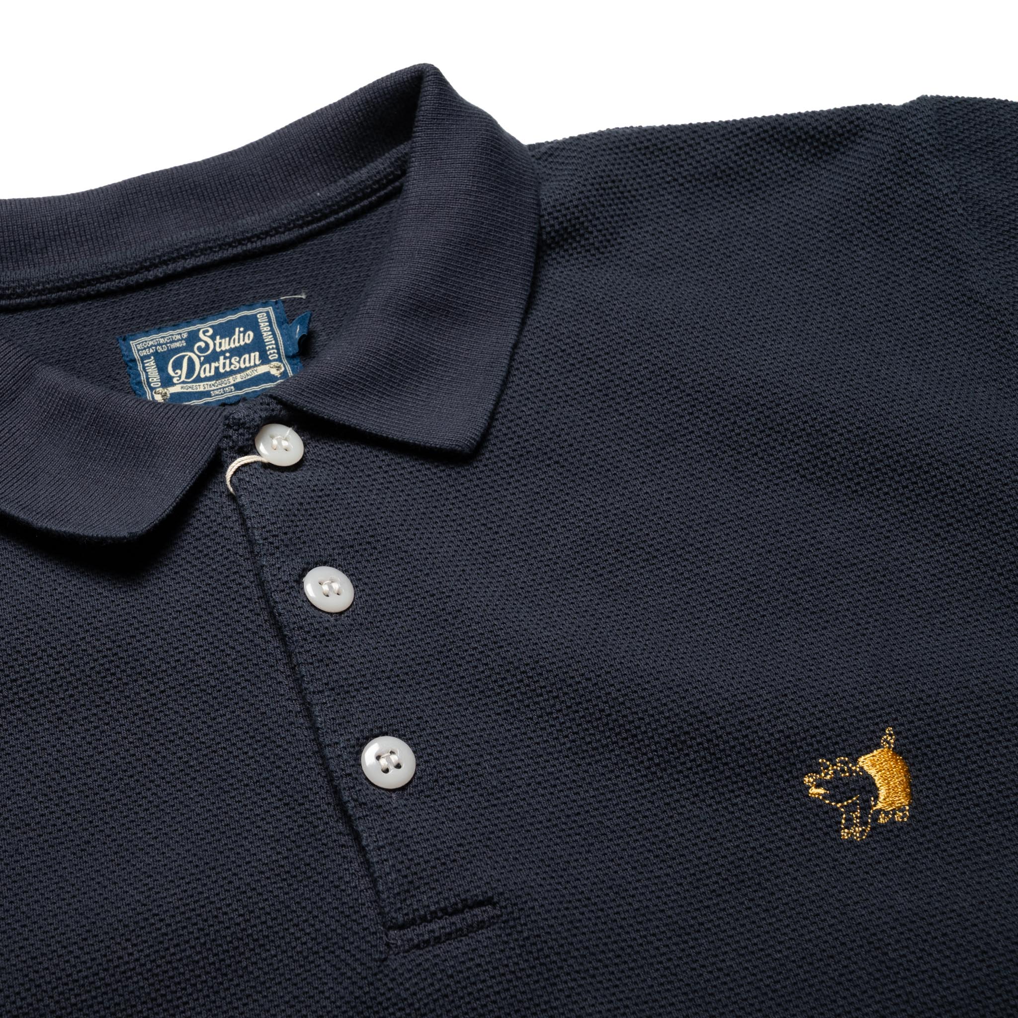 8201 Pique Knit Polo Shirt - Navy - Image 4